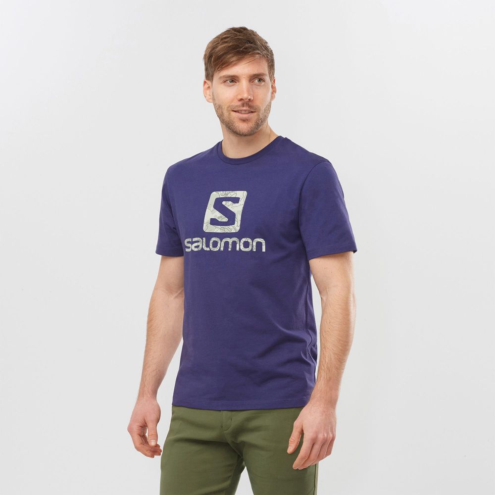 Salomon OUTLIFE LOGO Camisetas Hombre - Azul Marino - Colombia (63081-ZXMW)